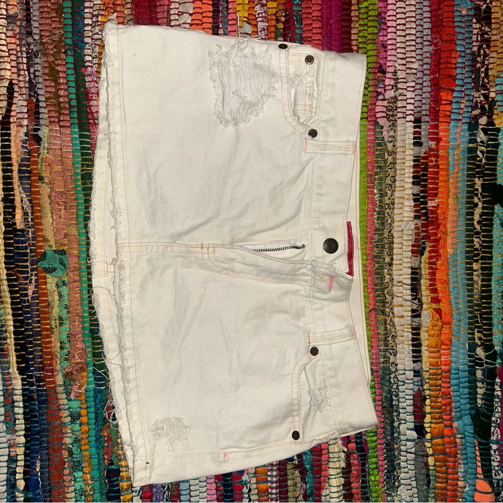 White Denim Mini Skirt